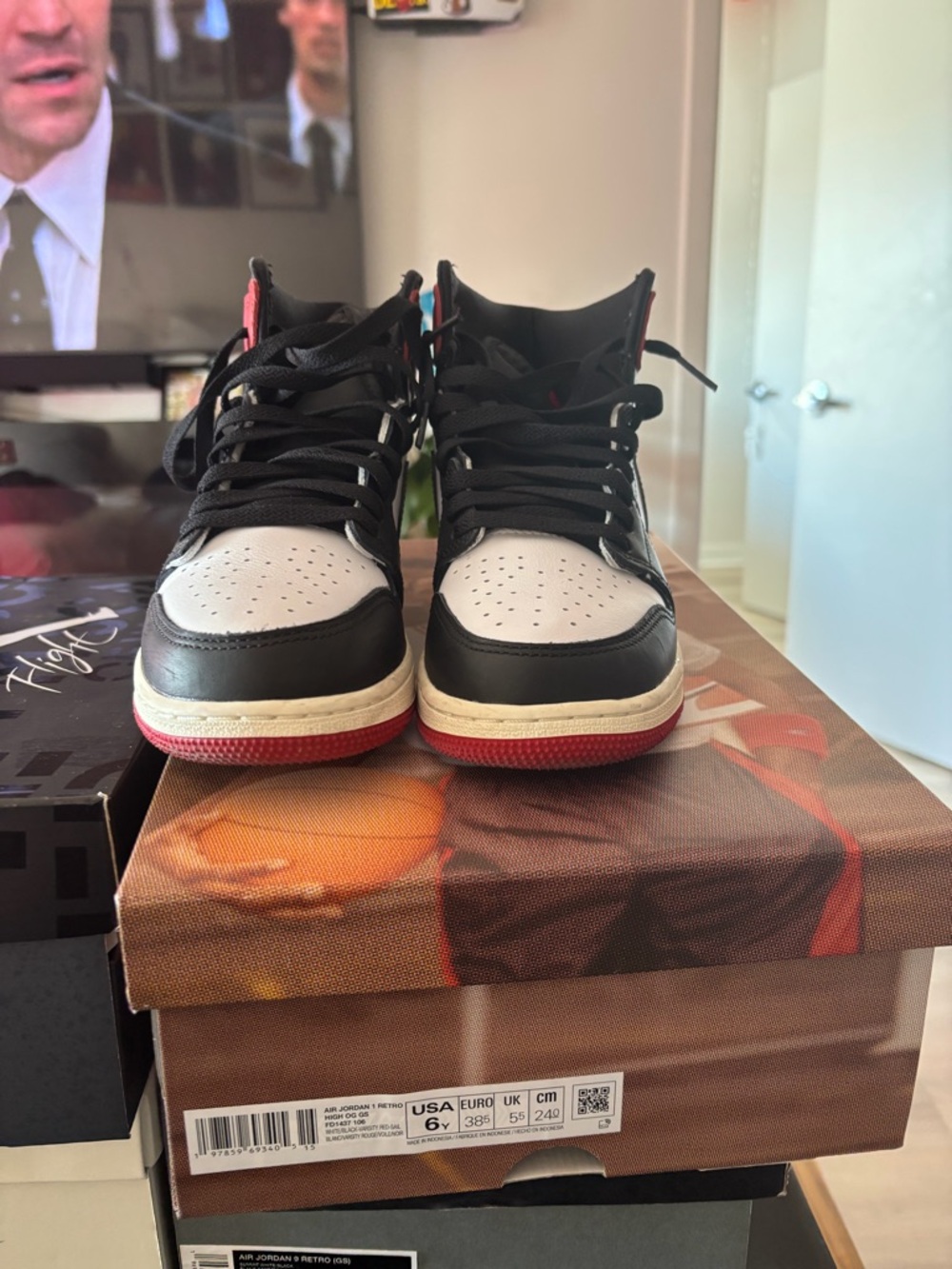 Air Jordan 1 High Top Sneakers - Black, White & Red